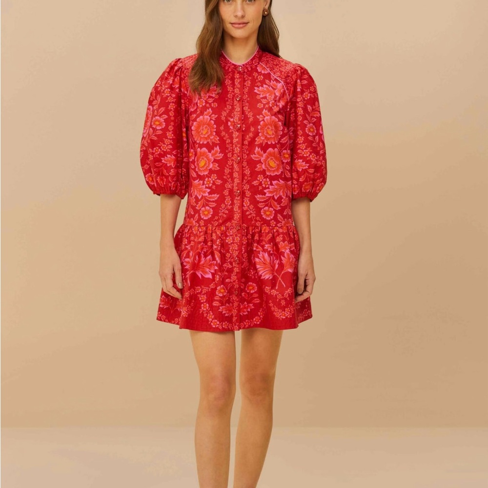 FARM Rio Red Olivia Organic Mini Dress